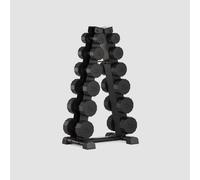 Xample Centr 108Kg Rubber Dumbbell Set With A-Frame Rack 12-Sided Anti-Roll Dumbbells, Straight Handles, Includes