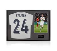 Xample Cole Palmer Signed Framed England Football Shirt With Photo, Black Mount, Certificate Of Authenticity