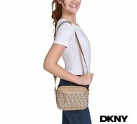 Xample Dkny Macy Crossbody Bag For Women Adjustable Logo Strap, Front Zip Pocket, Faux Leather Everyday Travel Shoulder Bag - Tan