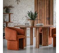 Xample Gallery Borden Acacia Round Dining Table - Solid Wood 4 Seater With Rich Brown Finish & Angled Legs, Modern Vintage Design