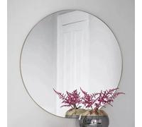 Xample Gallery Hayle 100Cm Round Mirror Champagne Metal Frame, Wall Mount Included, Stylish Home Décor, Mdf & Glass Construction