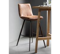 Xample Gallery Henley Bar Stools - 2 Pack Brown Faux Leather Counter Chairs With Angled Black Metal Legs, Seat Height 72Cm,vintage Design