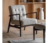 Xample Gallery Humber Natural Faux Sheepskin Armchair, Solid Oak Frame, Foam Cushioned Accent Chair, Fully Assembled