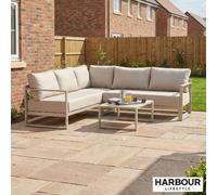 Xample Harbour Lifestyle Havana Corner Patio Set With Reclining Seats Aluminium Garden Sofa Set With Coffee Table, Latte
