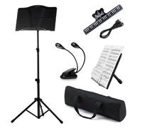 Xample Heavy Duty Metal Foldable Music Stand Holder Tripod Orchestral Conductor Sheet in Black Xample Black