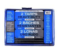 Xample Heavy Duty Reversible Tarpaulin 2 Pack, Blue & Silver, 12Ft X 16Ft, 186Gsm, Waterproof Uv Resistant Tarp With Rustproof Eyelets