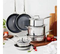 Xample Henckels Paradigm 11 Piece Stainless Steel Cookware Set Tri-Ply Induction Oven Safe Nonstick Compatible Kitchen Set