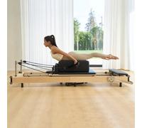 Xample Hisooth Spacesaver Foldable Pilates Reformer 60Cm Premium Maple Frame, Pneumatic Folding, Adjustable Resistance
