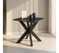 Xample Indus Valley Arden Black Ceramic Side Table With Black Iron Base, Modern Accent Table
