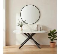 Xample Indus Valley Reva Ceramic Console Table With Black Iron Base, Modern Hallway & Living Room Furniture