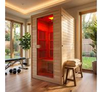 Xample Insignia 1 Person Far Infrared Indoor Sauna With Ultra-Low Emf Panels, Chromotherapy Lighting & Bluetooth Audio