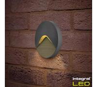 Xample Integral Pathlux Step Outdoor Wall Light 2 Pack, Warm White, Weatherproof Polycarbonate Smd Led 2.2W, Non-Dimmable, Dark Grey