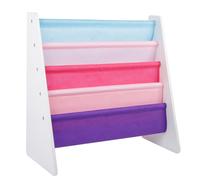 Xample Kids Bookshelf Storage 4 Tier Kids Sling Storage Fabric Sling Book Case Shelves Xample Multicolor