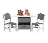Xample Kids Table & 2 Chairs Set Storage Children Learning Dining Activity Furniture in Grey Xample Grey