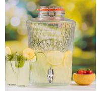 Xample Kilner Diamond 8 Litre Drinks Dispenser, Bpa Free Glass Beverage Dispenser With Drip Free Tap And Airtight Seal