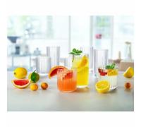Xample King Crystal Lotus 16 Piece Drinkware Set, 8 X 405Ml Highball & 8 X 355Ml Tumblers, Lead-Free Glass, Dishwasher Safe, Clear