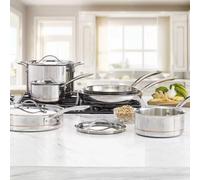 Xample Kirkland Signature 10-Piece Stainless Steel Cookware Set 5-Ply Induction Safe Pots & Pans, Oven Safe, Dishwasher Safe