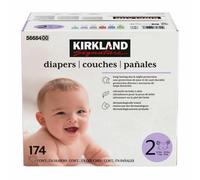 Xample Kirkland Signature Nappies Size 2 (5-8Kg) - 174 Pack, Soft & Breathable, Fast Absorbing, Wetness Indicator, Hypoallergenic