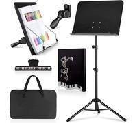 Xample Metal Heavy Duty Foldable Music Stand Holder Tripod Orchestral Conductor Sheet in Black Xample Black
