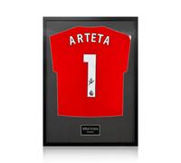 Xample Mikel Arteta Signed Framed Arsenal Football Shirt, Official Signed Memorabilia, Black Mount, Fan Cave