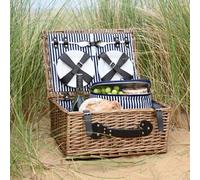 Xample Navigate Three Rivers 4 Person Wicker Picnic Basket Insulated 8L Cooler, Plates, Glasses & Cutlery Set