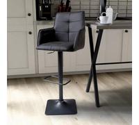 Xample Orion Dark Grey Fabric Bar Stools - 2 Pack Twin-Tone Adjustable Bar Chairs With Steel Base & Footrest, Height 98 Cm, Suede Finish