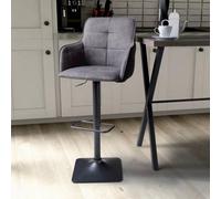 Xample Orion Light Grey Fabric Bar Stools - 2 Pack Twin-Tone Adjustable Counter Chairs With Steel Base & Footrest, Height 98Cm