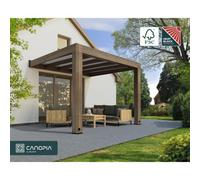 Xample Palram Canopia Helsinki 3X3.4M Cedar Wood Patio Cover, Heat Block Polycarbonate Roof, Uv Protection, Integrated Gutters