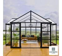 Xample Palram Canopia Triomphe 12.5Ft X 15Ft Garden Room Greenhouse Aluminium Frame, Clear Panels, Auto Roof Vents