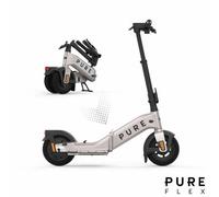 Xample Pure Flex Folding Mobility Scooter, Platinum Silver, 924W Max Power, 52Km Range, 25Km/h, 10In Puncture-Resistant Tyres, Ip65