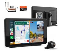 Xample Rexing Cpduo-7 Wireless Multimedia Receiver 7 Touchscreen, 4K Front + 1080P Rear Dash Cam, Apple Carplay, Android Auto,64Gb Card