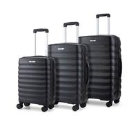 Xample Rock Berlin 3 Piece Hardside Luggage Set Black - Durable Abs Suitcases With Tsa Lock, 360 Spinner Wheels, Cabin/medium/large Sizes