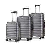 Xample Rock Berlin 3 Piece Hardside Luggage Set Charcoal Durable Abs Suitcases With Tsa Lock, 360 Spinner Wheels,cabin/medium/large Sizes