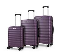 Xample Rock Berlin 3 Piece Hardside Luggage Set Purple Durable Abs Suitcases With Tsa Lock, 360 Spinner Wheels, Cabin/medium/large Sizes
