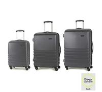 Xample Rock Byron 3 Piece Hardside Luggage Set Charcoal Abs Shell, Spinner Wheels, Tsa Lock, Fully Lined Interior & Packing Straps