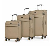 Xample Rock Harper 3 Piece Softside Luggage Set Beige - Expandable Suitcases With Tsa Lock, 8 Wheels, Cabin Medium Large Travel Bags