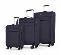 Xample Rock Harper 3 Piece Softside Luggage Set Navy - Expandable Suitcases With Tsa Lock, 8 Wheels, Cabin Medium Large Travel Bags