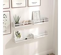 Xample Set 4 Floating Shelves Wood Wall Mounted Shelf Display Book Shelf in White Xample White