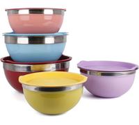 Xample Set Of 5 Stainless Steel Mixing Bowls With Lids Extra Deep, Easy Grip & Pour, Stackable For Baking, Cooking, Prep & Storage
