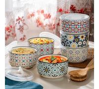 Xample Signature Stoneware Bowls With Bpa Free Lids, 6 Pack, 473Ml Microwave & Dishwasher Safe Food Storage Bowls