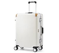 Xample Swiss Military 60Cm Medium Hardside Suitcase - White Travel Case With German Polycarbonate Shell, Tsa Lock & 360 Urethane Wheels