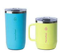Xample Thermoflask Coffee & Mug Set Blue & Yellow, Double Wall Insulated Stainless Steel Cups With Lids, Bpa Free