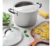 Xample Tramontina 24Cm Stainless Steel Stockpot 7.8L With Drainer Induction Compatible Tri-Ply Base Glass Lid Cooking Pot