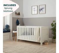 Xample Tutti Bambini Alba Cot Bed With Sprung Mattress, White Convertible Baby Cot To Junior/day Bed, Adjustable Base