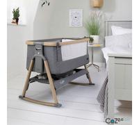 Xample Tutti Bambini Cozee Air Bedside Rocking Crib, Oak & Charcoal Adjustable Height, Breathable Mattress, Removable Rocking Bars