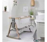 Xample Tutti Bambini Cozee Air Bedside Rocking Crib With Mattress, Oak & Silver - Adjustable Height, Mesh Sides, Travel Bag