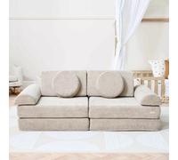 Xample Tutti Bambini Playrama Montessori Play Sofa In Beige Convertible Kids Sofa Set, Corduroy Fabric, Stackable Design, Washable Covers