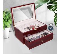 Xample Wooden Watch Display Storage Box Jewelry Collection Organizer Case With 20 Grids For Watches, Bracelets & Accessories