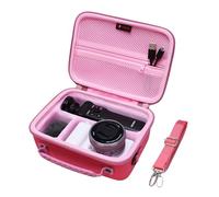 XANAD Hard Case for Sony Alpha ZV-E10 / ZV-1 / ZV-1F / ZV-1 II Vlogging Camera with Vlogger Accessory Kit Tripod (GP-VPT2 BT) and Microphone - Carrying Storage Bag（Pink）