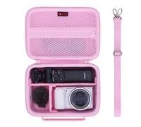 XANAD Hard Travel Case for Sony Alpha ZV-E10/ZV-E1/ZV-E10 II Vlog Digital Camera & Vlogger Accessory Kit Tripod(GP-VPT2 BT) and Microphone,with Strap and Mesh Pocket for USB Battery Charger,Pink